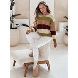 DStreet Damski sweter w paski CALVENA kamelowo-zielony | Shoptok.si