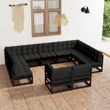  Sedežna garnitura 11-delna z blazinami trdna borovina | Shoptok.si