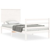 The Living Store Posteljni okvir z vzglavjem bel trden les - Posteljni Okvir, (21531075) | Shoptok.si
