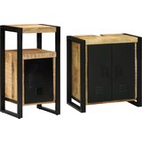 vidaXL Komplet pohištva za kopalnico 2 pcs Rjava Trd, grob mango les Cene