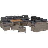  13-dijelni vrtni sofa set s jastučićima Siva Poli ratan Akacija sofa za dvoje s skladištem i jastučićima Siva Poli ratan Vrtna | shoptok.hr