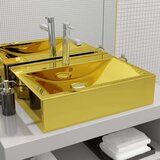  Umivalnik z odprtino za odtekanje 60x46x16 cm keramičen zlat, (21409378) | Shoptok.si