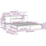  Krevet s regalom z knjige bez madraca bijeli 200x200cm borovina | shoptok.hr