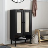 vidaXL Omarica za čevlje SENJA videz ratana črna 59,5x35x107 cm les | Shoptok.si