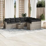 vidaXL 10-dijelni set vrtnih sofa poliratan s jastucima svijetlosivi | shoptok.hr