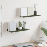  Lebdeća polica 2 pcs Maslinasto zelena 40 x 18 x 2,5 cm Čelik | shoptok.hr