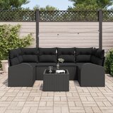 vidaXL 7-dijelni vrtni sofa set s jastučićima crni poli ratan Cijene
