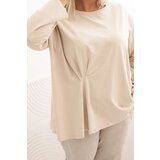 Kesi Włoski Women's Plus Size blouse with cotton, featuring a pocket and rolled sleeves kiwi | Shoptok.si