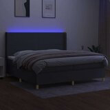  Box spring postelja z vzmetnico LED temno siva 200x200 cm blago, (20761063) | Shoptok.si
