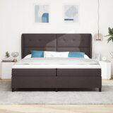  Box Spring postelja z vzmetnico v temno rjavi barvi, 200x200 cm tkanina, (22051756) | Shoptok.si