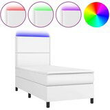  Krevet box spring s madracem LED bijeli 90x200 cm umjetna koža | shoptok.hr
