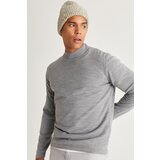 AC&Co / Altınyıldız Classics Men's Gray Melange Anti-Pilling Standard Fit Normal Cut Half Turtleneck Knitwear Sweater Cene