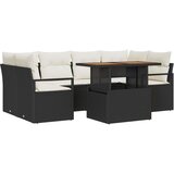  7-dijelni vrtni set sofe s jastucima crni poli ratan akacija 2-sjedalna vrtna sofa s jastucima crni poli ratan | shoptok.hr