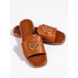 Shelvt Women's flat camel slippers | Shoptok.si