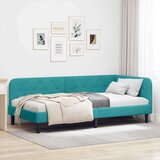  Kotna postelja z vzglavjem Turkizna 90 x 190 cm Žamet, (5000106757) | Shoptok.si