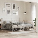  Metalni okvir kreveta uzglavlje i podnožje bijeli 193x203 cm | shoptok.hr