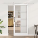 vidaXL Klizna Vrata sa Setom Dijelova Bijela 93x202 cm Čvrsta Drvo Bor, Unutrašnja Vrata sa Staklom 'ORKDAL'Bijela 93x202x4 cm | shoptok.hr
