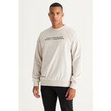 AC&Co / Altınyıldız Classics Men's Light Gray Loose Fit 3 Thread Crew Neck Long Sleeve Sweatshirt with Fleece Inside cene