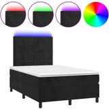 vidaXL Box spring postelja z vzmetnico LED črna 120x200 cm žamet, (20901569) Cene