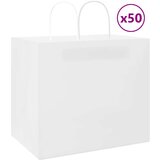 vidaXL Papirnate vrečke 50 kosov z ročaji bela 32x22x28 cm Cene