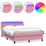 Box Spring krevet s madracem i LED ružičasti 160x220 cm baršun | shoptok.hr