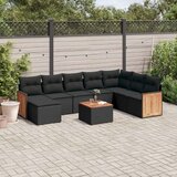  9-dijelni set vrtnih sofa s jastucima crni od poliratana | shoptok.hr