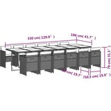  Vrtna jedilna garnitura 13-delna z blazinami bež poli ratan, (21207288) | Shoptok.si