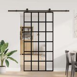 vidaXL Klizna vrata s okovom 102x205 cm ESG staklo i aluminij | shoptok.hr