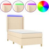  Box spring postelja z vzmetnico LED krem 100x200 cm blago, (20894390) | Shoptok.si