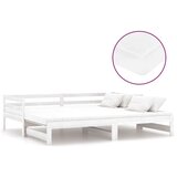 vidaXL Izvlečna dnevna postelja 2x(90x200) cm bela trdna borovina | Shoptok.si