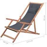  Zložljiv stol za na plažo blago in lesen okvir sive barve, (20660639) | Shoptok.si