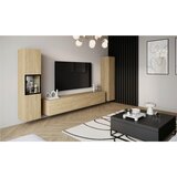 P & B Dnevni Regal Berlin Iii, Barva Hrasta, Osvetlitev, 3-Delni | Shoptok.si