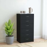 vidaXL komoda s 6 predali črna 50x34x96 cm iverna plošča Cene