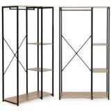 ModernHome GIC-HS901D-15 – Samostoječi stalak za oblačila s policami za čevlje, 90 × 40 × 167 cm, svetli hrast/črna | Shoptok.si