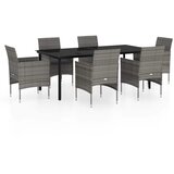  7-dijelni vrtni blagovaonski set s jastucima sivo-crni Siva Dužina stola 200 cm | shoptok.hr