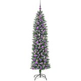 vidaXL Umetno vitko božično drevo med 300 LED Zelena in bela 180 cm | Shoptok.si