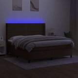  Box spring postelja z vzmetnico LED temno rjava 160x200cm blago, (20900159) | Shoptok.si