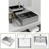 The Living Store Umivalnik z odprtino za odtekanje 41x41x15 cm keramičen srebrn - Umivalnik, (21744771) Cene