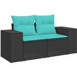  Vrtna garnitura - 7-dijelni set vrtnih sofa od poliratana s jastucima crni - Crna sa spremištem 7 | shoptok.hr