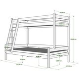 Molarem Home Drveni dječji krevet na kat Familijne - sivi - 200x120/90 cm - Dodatni krevet | shoptok.hr