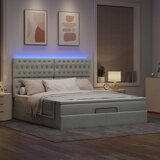 vidaXL Otomanski posteljni okvir z vzmetnicami siv 160x200 cm žamet | Shoptok.si