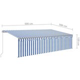  Tenda na ručno uvlačenje s roletom LED 5 x 3 m plavo-bijela | shoptok.hr