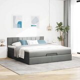 vidaXL Otomanski posteljni okvir z vzmetnico siv 160x200 cm blago | Shoptok.si