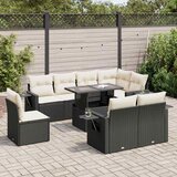 Maison Chic Seti vrtnega pohištva - Vrtna garnitura - Vrtni pohištvo set 9-delna z blazinami črn poli ratan, (21808047) | Shoptok.si