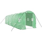 The Living Store Rastlinjak z jeklenim ogrodjem zelen 16 m² 8x2x2 m - Rastlinjak, (21503922) | Shoptok.si