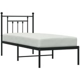 vidaXL Kovinski posteljni okvir z vzglavjem črn 75x190 cm | Shoptok.si