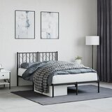 Maison Chic Kovinski Posteljni okvir - Dvoposteljna postelja - Zakonska postelja z vzglavjem črn 120x190 cm, (21692968) | Shoptok.si