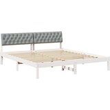 vidaXL Okvir kreveta s uzglavljem Bijela i svijetlosiva 180 x 200 cm | shoptok.hr