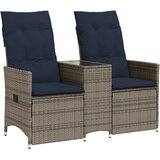  Vrtna sofa s mogućnošću naginjanja za 2 osobe sa stolom, siva, poliratan | shoptok.hr