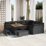vidaXL 12-Delni Set Vrtnih Sof s Blazinami Črn Poly Ratan Akacija, 2-Sedežna Vrtna Sofa s Shranjevanjem in Blazinami Črn Poly Ratan, 3-Delni Vrtni Jedilni Set s Blazinami Črn Poly Ratan Akacija Cene